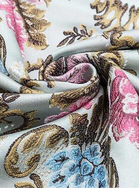 100*145cm Silk Satin Brocade Fabric Luxury Jacquard Retro