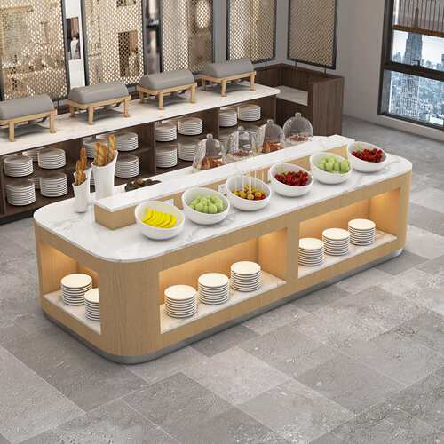 厂备家直大自助餐设 布菲台岩销板理559石台面 酒店取餐台