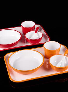 密餐具套中式快餐盘碗碟装商49275用猪脚饭胺碗套装塑料盘碟碟组合