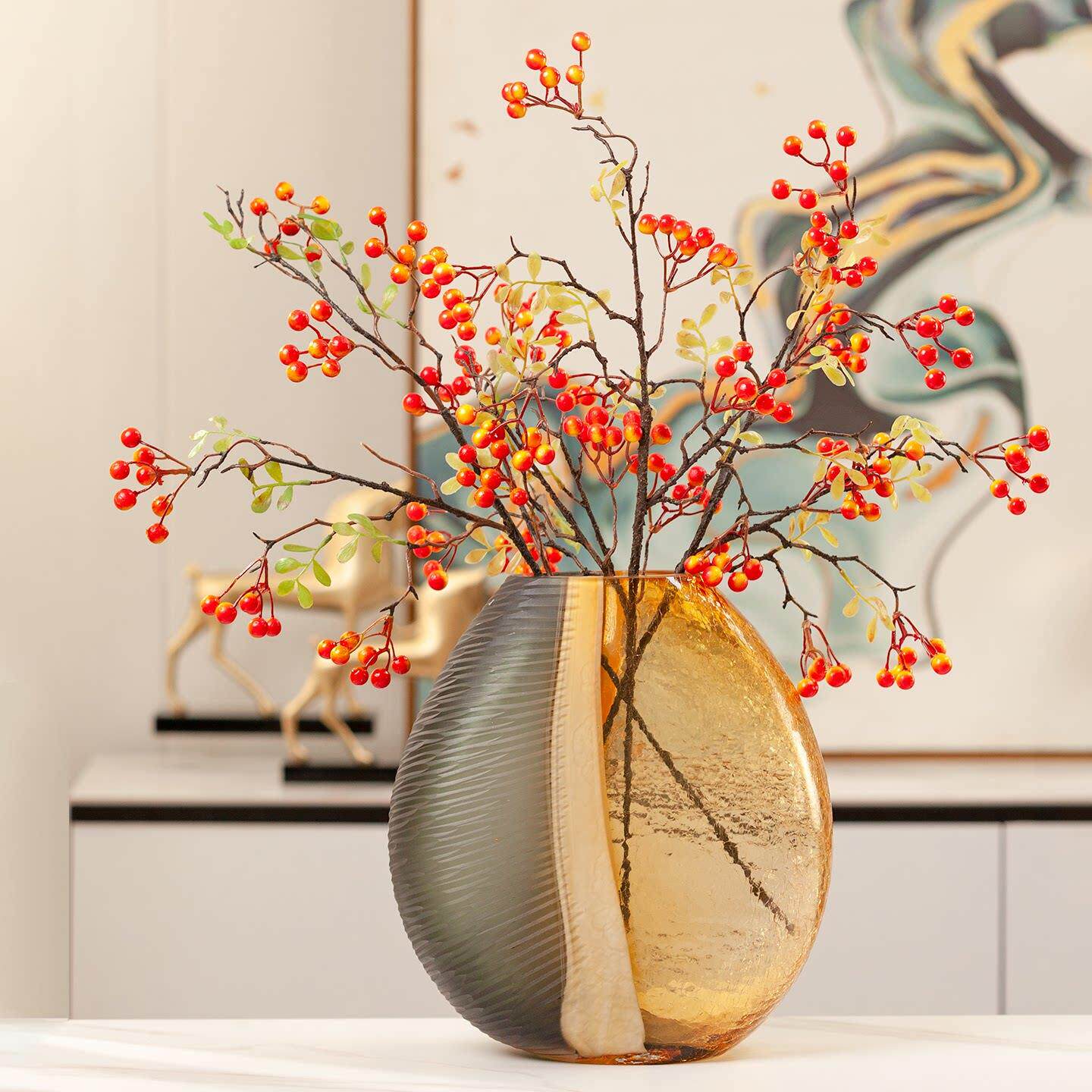 轻奢玻璃花瓶客厅插花高级感现代简约餐桌家居装饰品鲜花花器摆件