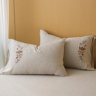 裕泰源LKW春景和明麻刺单绣汉四件套被套床新中式简约风床品