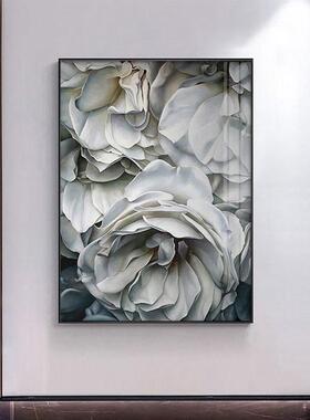 现代简色约玄关装饰画走廊餐厅美酒艺唯术油画白玫瑰花客B-901厅