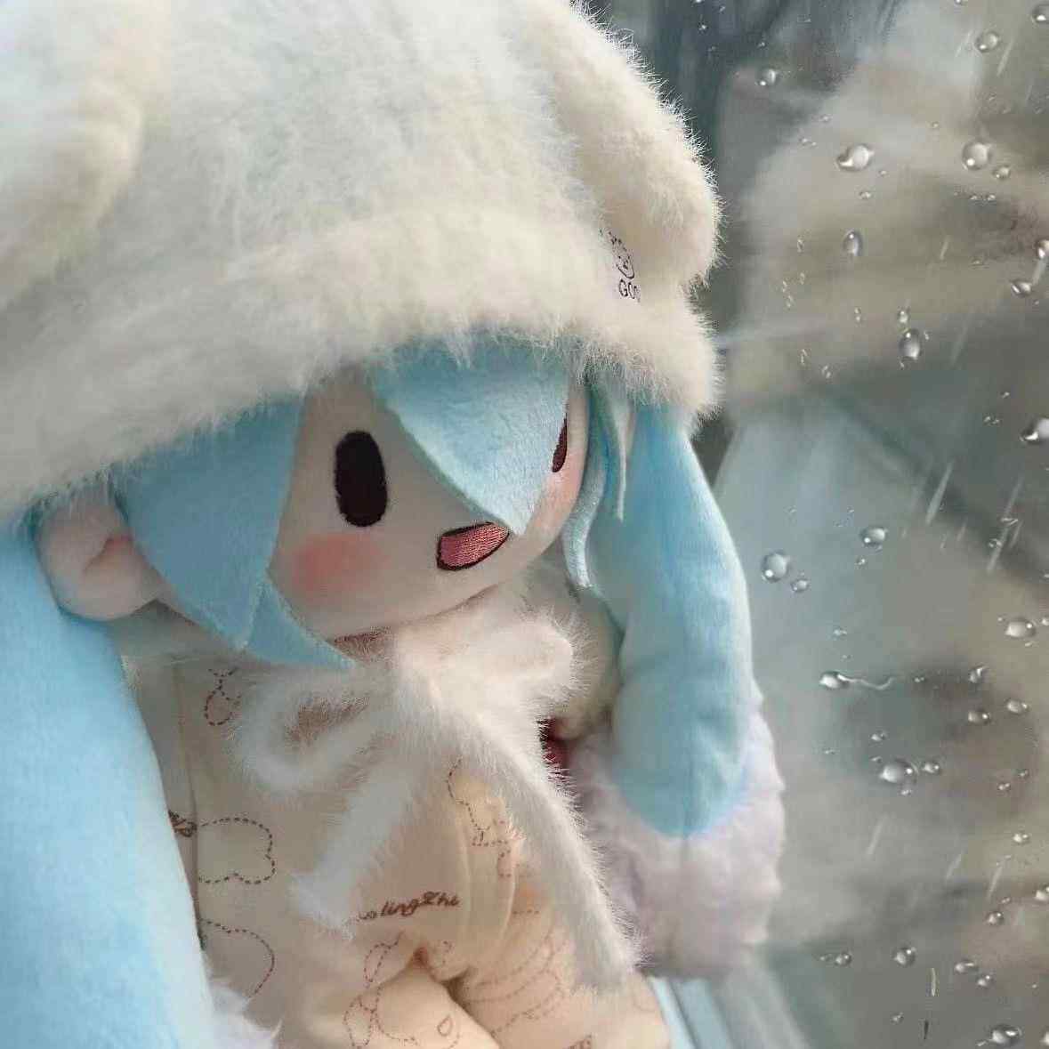 初音樱粉fufu15cm雪fufu棉花娃娃miku毛绒公仔玩偶可换套装礼物