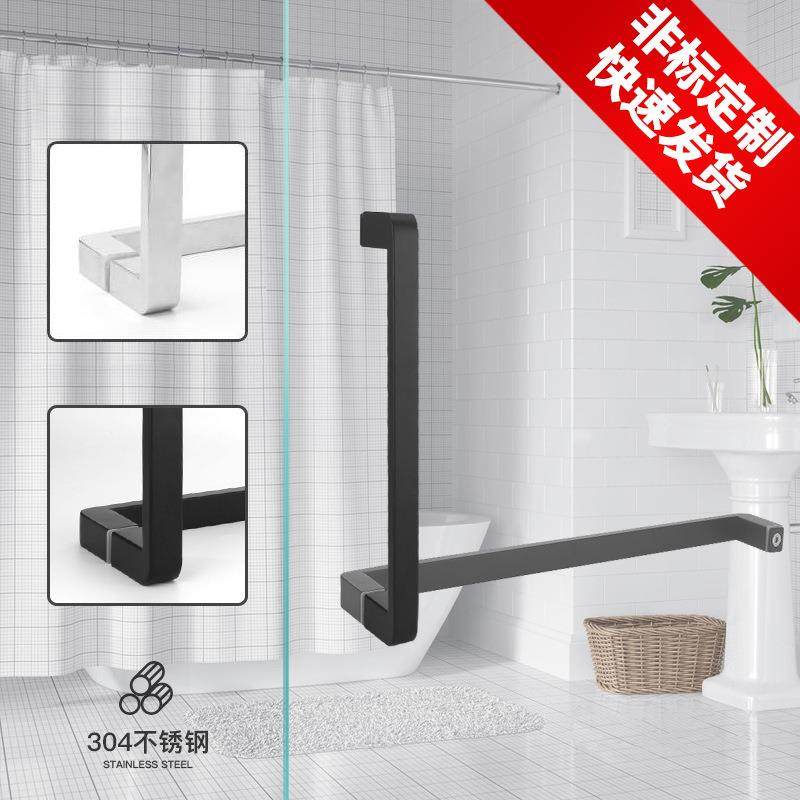 极简淋浴房拉手浴室玻璃门把手卫生间玻璃门哑黑拉手L型304不锈钢