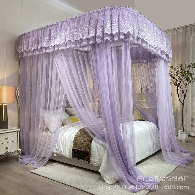 导轨蚊帐2025新款家用U型轨道1.5伸缩床幔高级卧室落地免安装防蚊