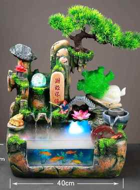 假山流水玉白菜摆件工艺品摆设办公室客厅玄关店铺开业礼800手工