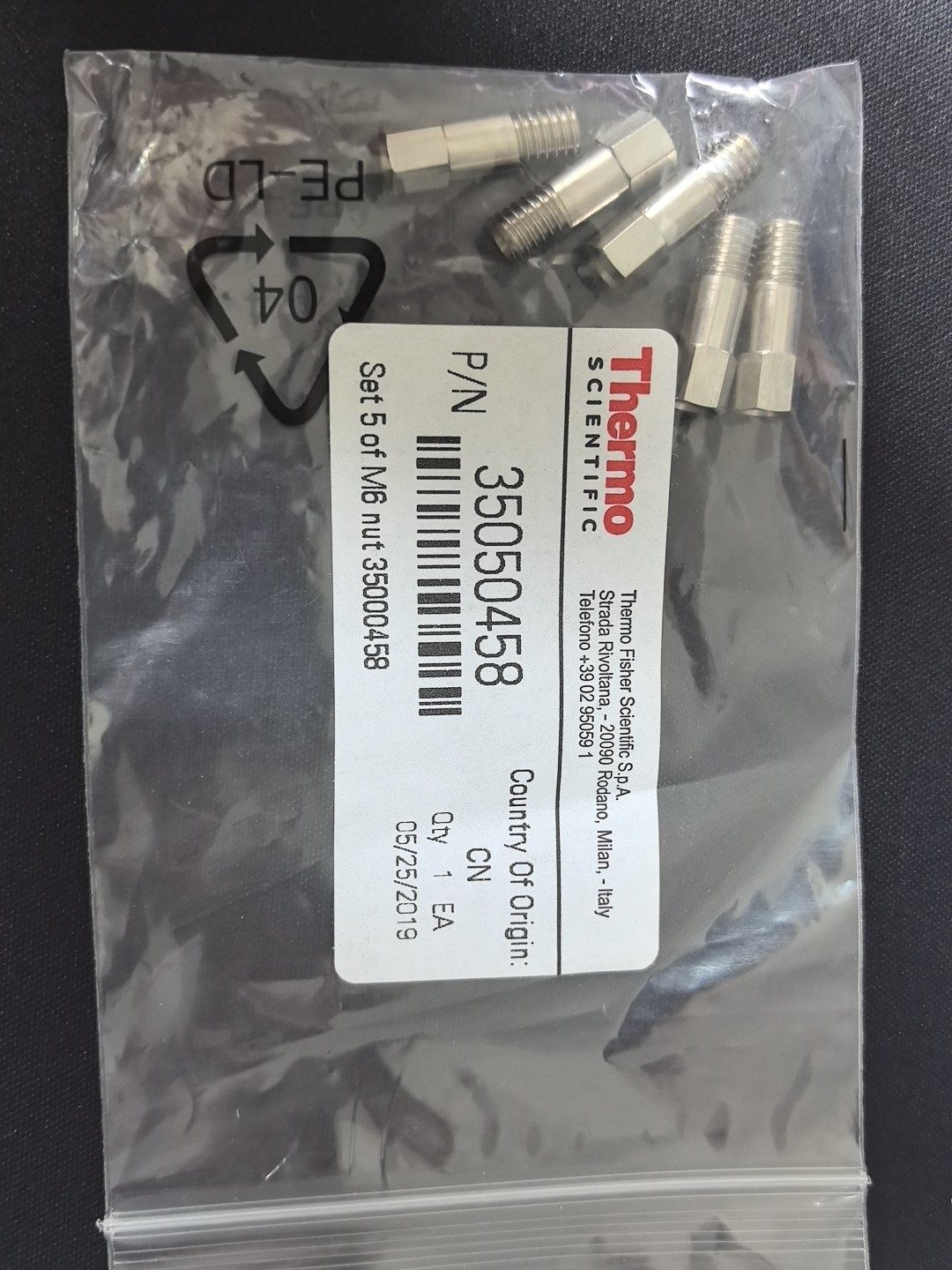 赛默飞原装M6螺母，货号：一包五个，全新未拆封。随时可以发货