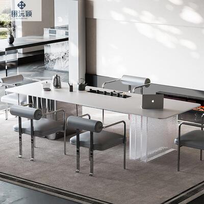 现代极高端轻奢岩板茶SRF桌桌一两简用办公功夫书泡茶喝体茶桌椅