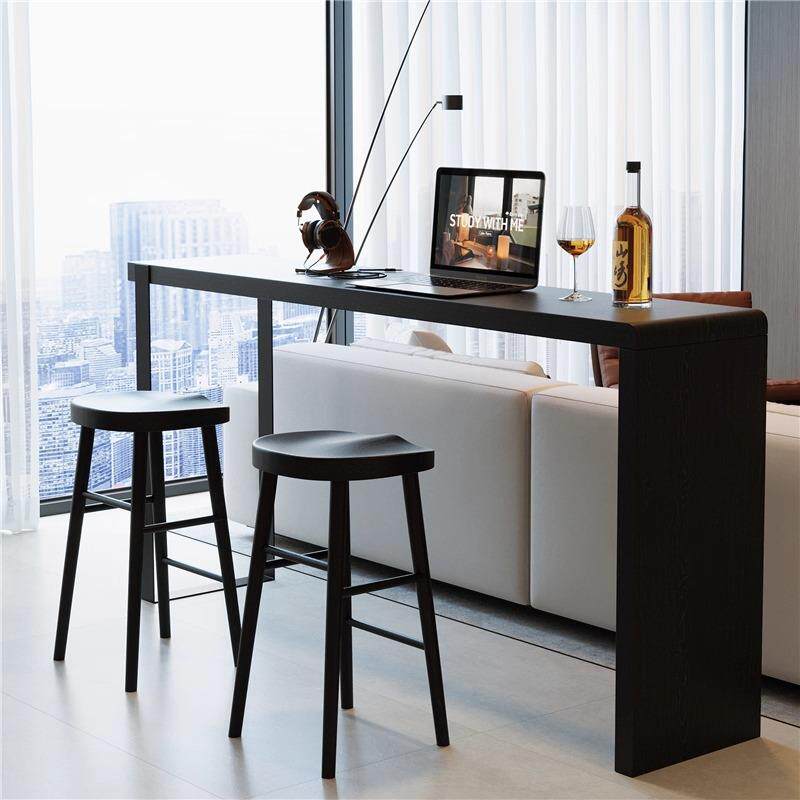 实木墙吧台桌椅组用合简约qm66办公吧台式餐桌家小户型客厅靠脚桌