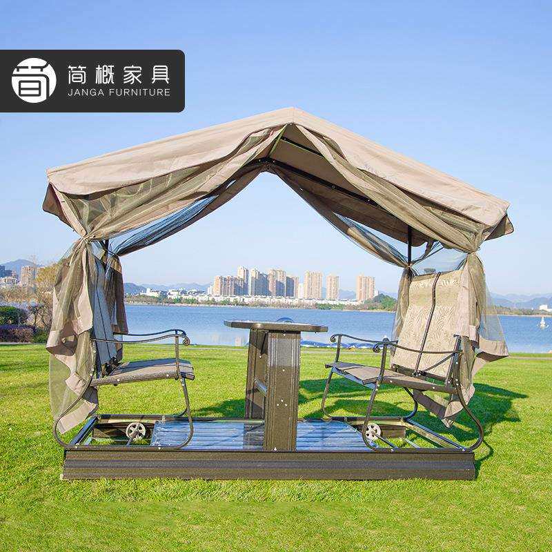 户外秋千庭院花园别墅摇摇椅阳台四人动力摇椅度假村室外双人吊椅