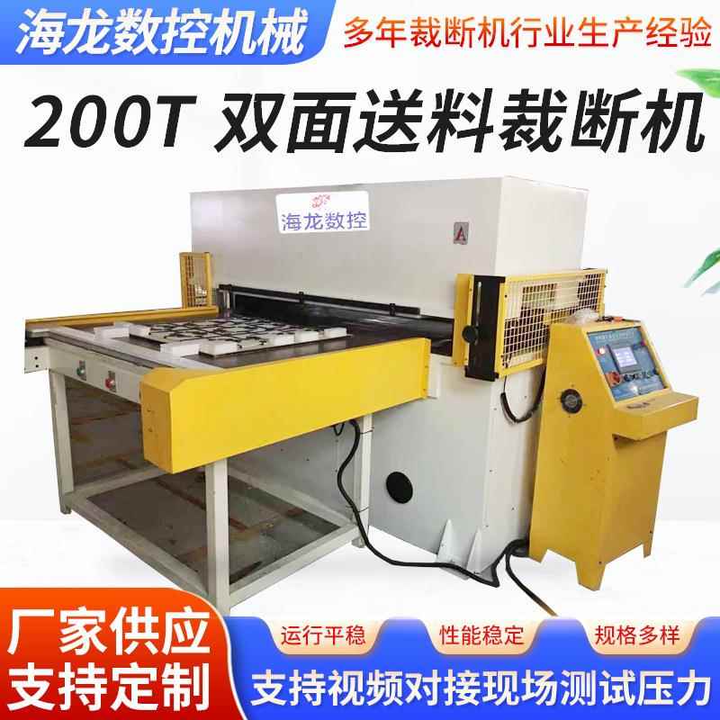 200T自动双边送料裁断机输送带式裁断机精密四柱双边送料下料机