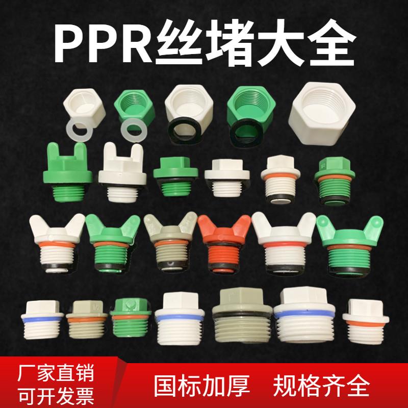 4分ppr丝堵外内丝阻流塞25 6分外牙塑料管堵管帽PPR水管配件带皮