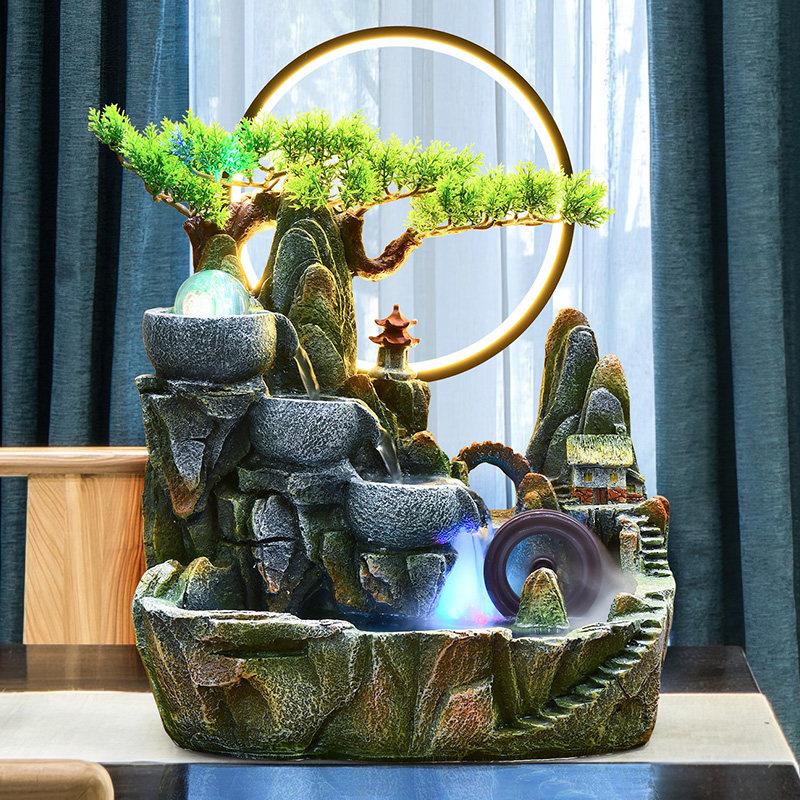高山客厅循环水摆件、鱼缸、假山、水车、喷泉、盆景装饰、风水轮
