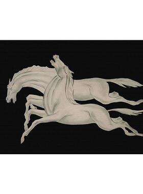 《奔马入梦》法式复古客厅装饰画高级感中古风餐厅挂画艺术壁画