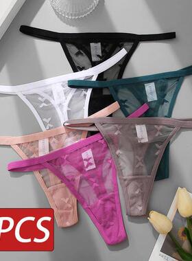 2PCS/Set Mesh Transparent Thong Women Panties Underwear Wome