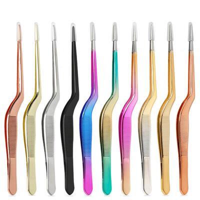 1Pc 14cm Stainless Steel Tweezer Plating Chef Food Tweezer B
