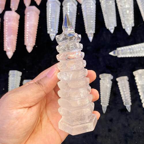 天然白水晶文昌塔7层9层13层家居办公装饰风水摆饰