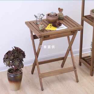 餐桌笔记本电脑小木桌子户外 实木质家用折叠桌简约简易茶桌便携式