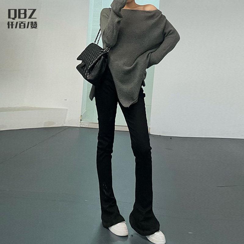 牛仔裤女春秋高腰显瘦显高2024新款弹力修身小脚拖地微喇叭裤马蹄