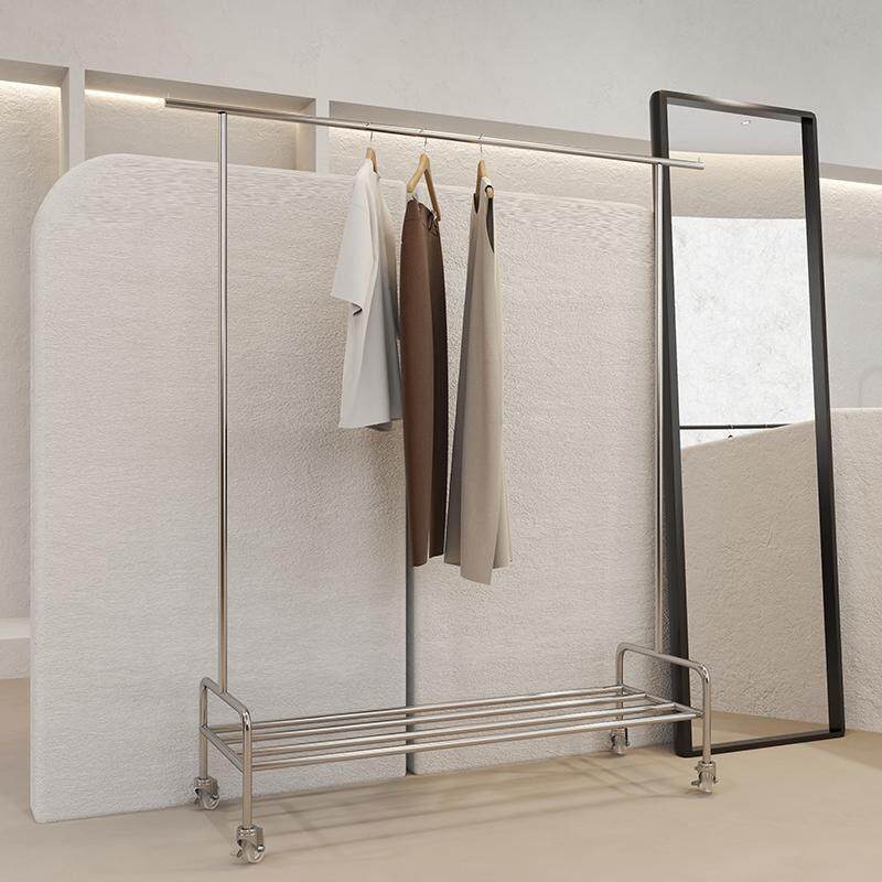 服装店展示架中岛货架男女童装专用陈列架高端可移动不锈钢挂衣架
