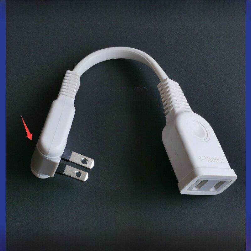 超薄插头电源延长线台灯风扇电视电车手机充电两脚孔旋转扁小插板