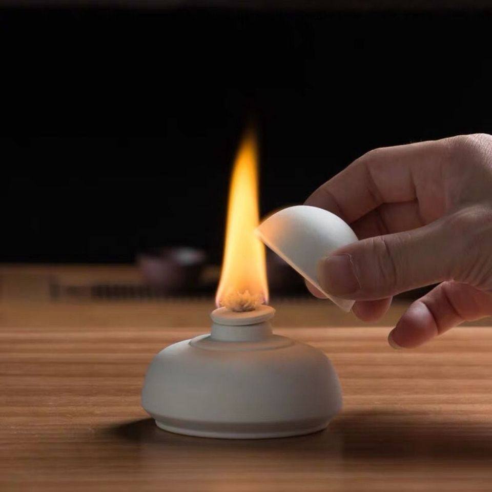 白泥灯煮茶炉炭炉加热炉温茶酒器加厚底座小号户外野炊露营油灯