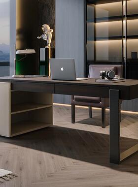 意式极简书桌设计师书房家用实木办公桌轻奢现代简约高级感电脑桌