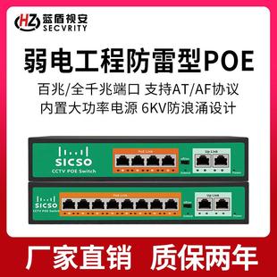 4/8/16口POE供电交换机全百兆千兆网络监控电源无线AP端口6K防雷
