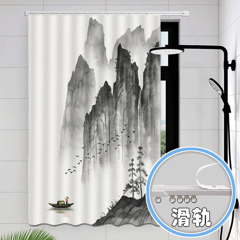 浴室防水溅遮挡帘窗帘免打孔安装化妆室小窗户防窥防走光布艺拉帘
