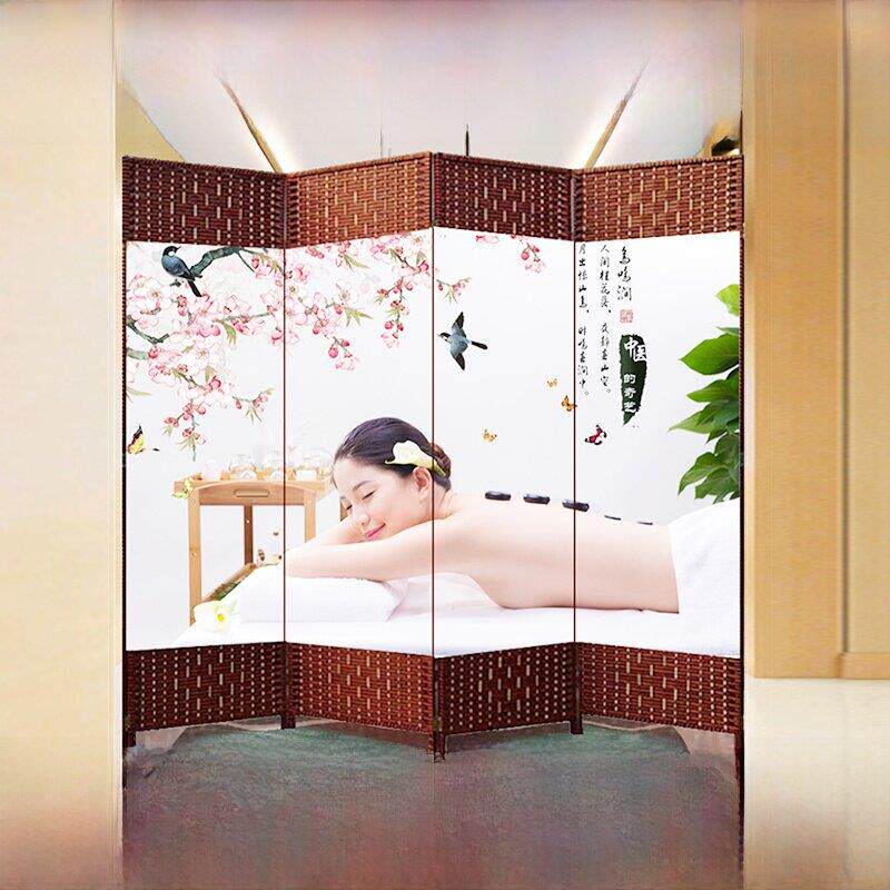 中医养生美容沙龙专用屏风客厅滑动隔断可折叠可移动阻挡中国风平