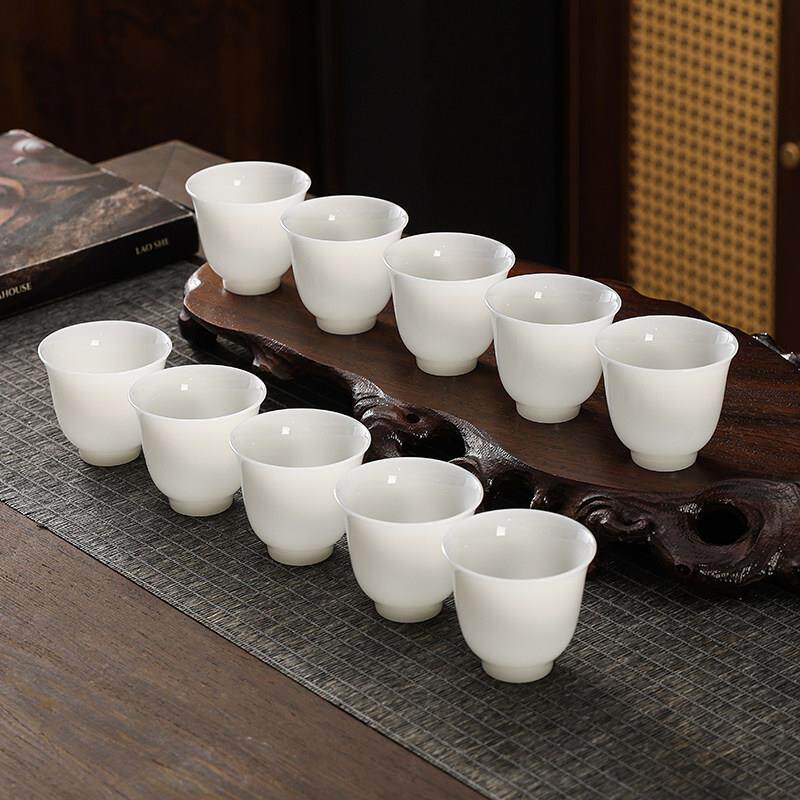 高端功夫茶杯陶瓷精品小茶杯6只装喝茶专用杯子品茗杯10只家用