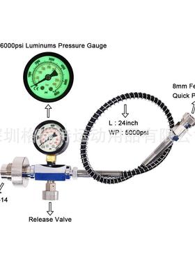 新潜VJS水G5/8大充气接头带24i款nch全弹簧管转小气瓶过气0管600