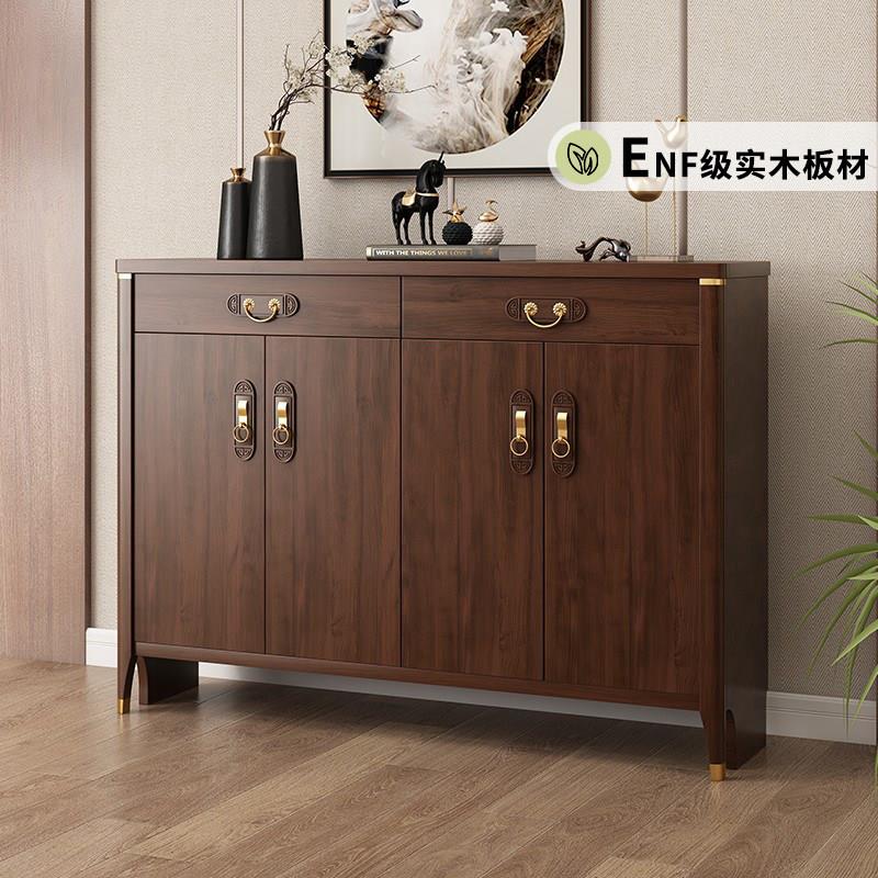 新中式鞋柜家用门口实木杠大容量玄关柜客厅储物柜简约门厅柜