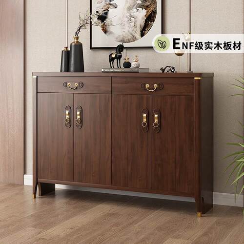 新中式鞋柜家用门口实木杠大容量玄关柜客厅储物柜简约门厅柜