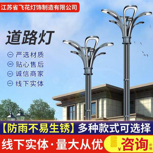 供应LED路灯智慧路灯市政工程双臂路灯杆户外太阳能照明道路灯