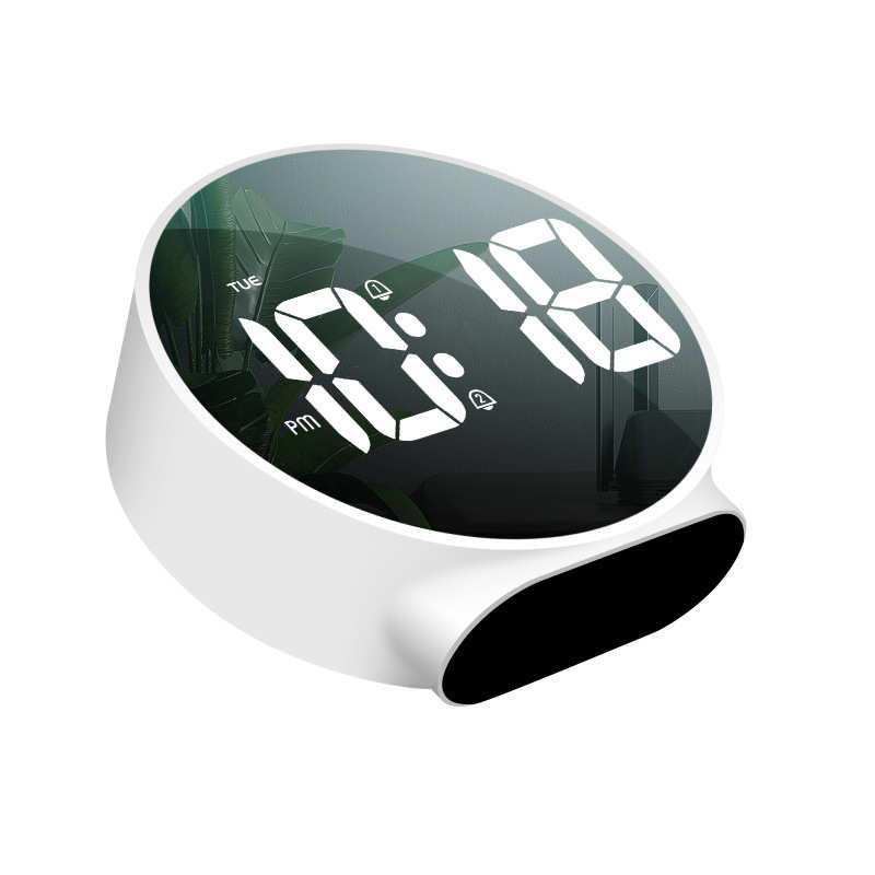 带简约静音小新款星期床头厂家闹钟时钟led圆形闹钟镜面钟