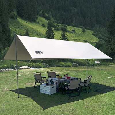 涂加厚天幕户外银天幕现货天幕幕布工厂六角野营夜光天幕防水黑胶