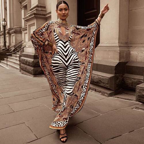 Women's printed skirt plus size long robe-