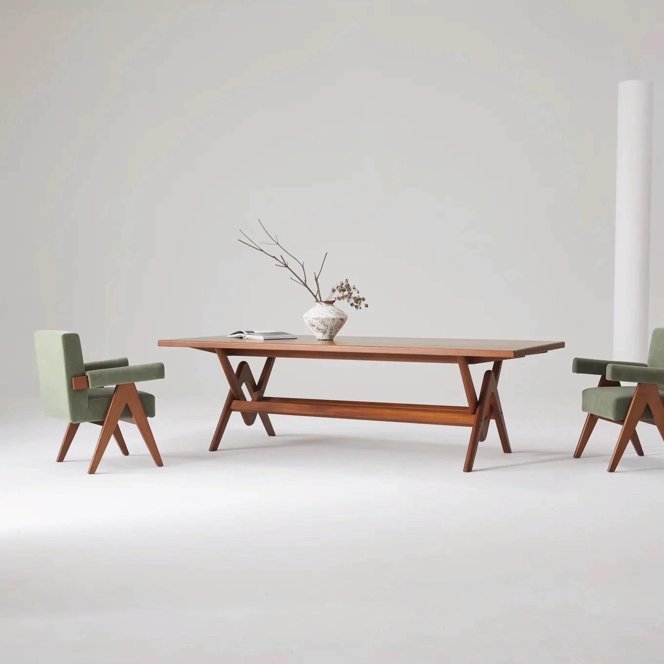 高档侘寂风全实木简桌餐创意饭桌客厅原木大约茶桌轻奢设计师工作