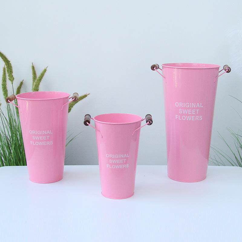 醒花桶家用专用铁皮花店花盆摆件养花花瓶鲜花落地大桶干花法式神