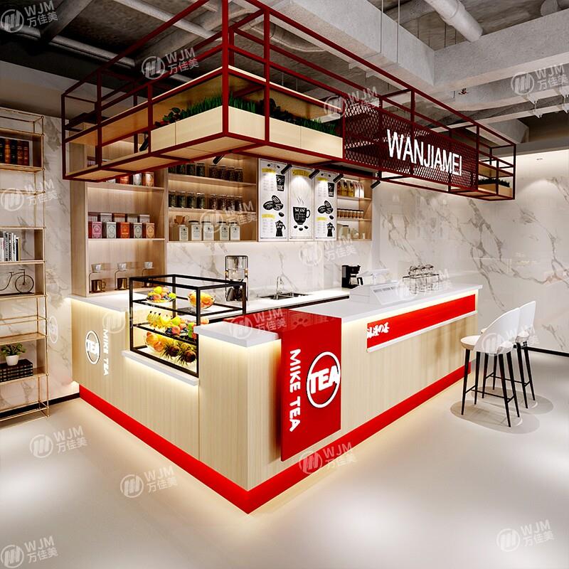 奶茶店吧台饮品店收银台蛋糕店转角甜品店前台水吧台接待台可定制