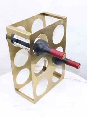 创意铁酒艺电镀红架轻奢摆件酒柜红酒展示架饰家居用6孔酒架格架