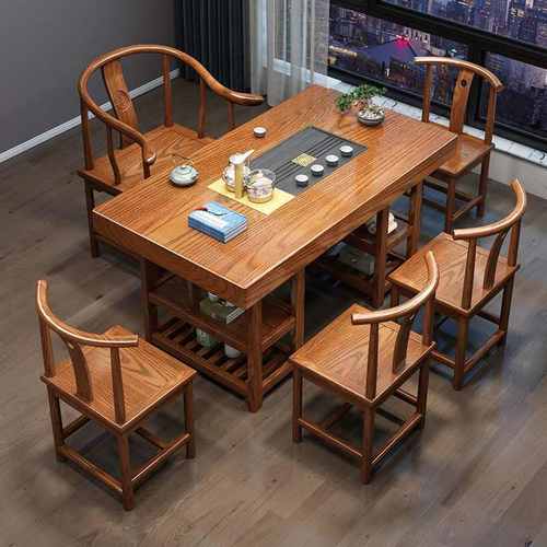 实木茶桌椅子组合新中式现代简约小户型家用客厅木茶台一体一整套