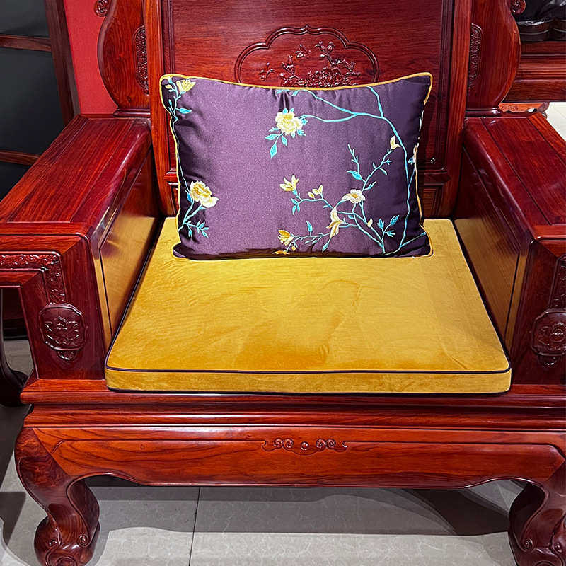 中式红木沙发垫四季通用高级感刺绣抱枕靠垫实木家具软包背垫枕套