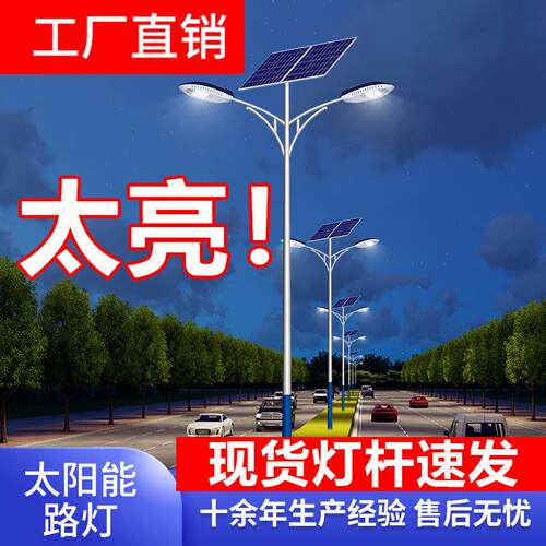路灯杆公路10米12米路灯小金豆LED平行臂双臂遥控板