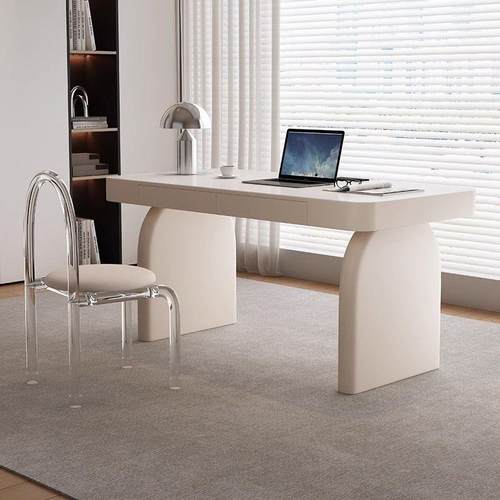 法式奶油风书桌家用小户型轻奢现代办公桌网红简约风写字桌电脑桌