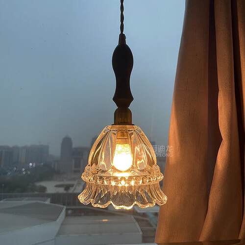 日式覆古风玻璃现代简约吧台走道灯橱窗单头餐吊灯卧室床头小吊灯