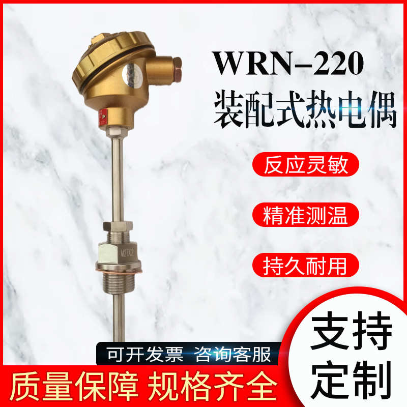 WRN-220 装配式热电偶 K分度 不锈钢管 0~1000度 固定螺纹M27*2