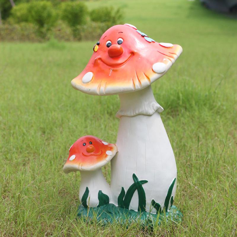 仿真蘑菇雕塑户外别墅庭院花园植物幼儿园草坪园林景观装饰摆件玻