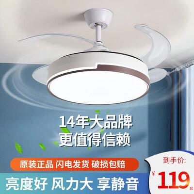 隐形吊扇灯大风力吊扇灯现代简约卧室客厅饭厅电风扇吊灯家用变频
